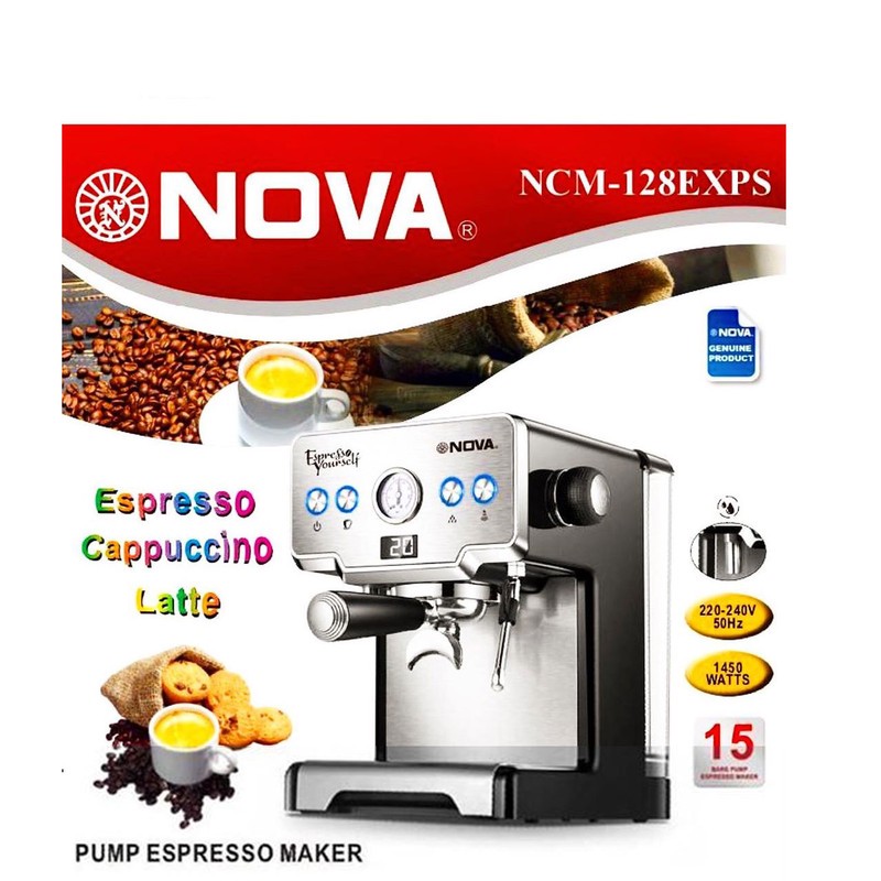 اسپرسوساز نیمه صنعتی 1700 میلی لیتری نوا مدل NCM-128EXPS، با مصرف پودر قهوه، مناسب تهیه اسپرسو، کاپوچینو و کافه لاته،...
