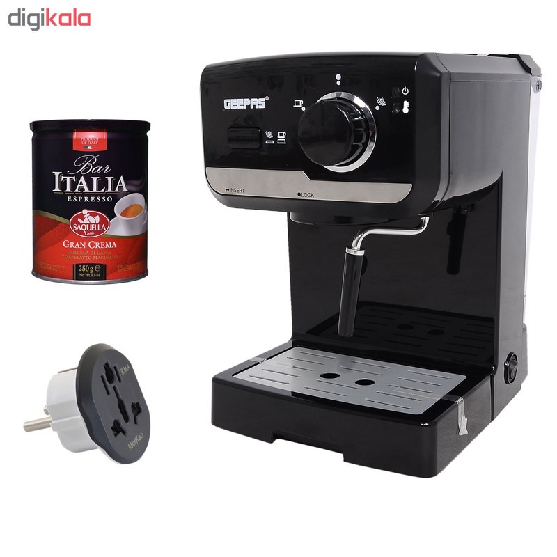 اسپرسوساز 1500 میلی لیتری جی پاس مدل GCM-6108، با مصرف پودر قهوه، مناسب تهیه اسپرسو، کافه لاته و کاپوچینو، دارای 1 عد...