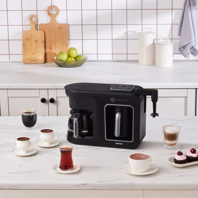 قهوه ساز و چای ساز نیمه اتوماتیک کاراجا مدل Hat r Plus Barista 6 in 1 با توان 1385 وات، مخزن آب 750 میلی لیتر، قابلیت...