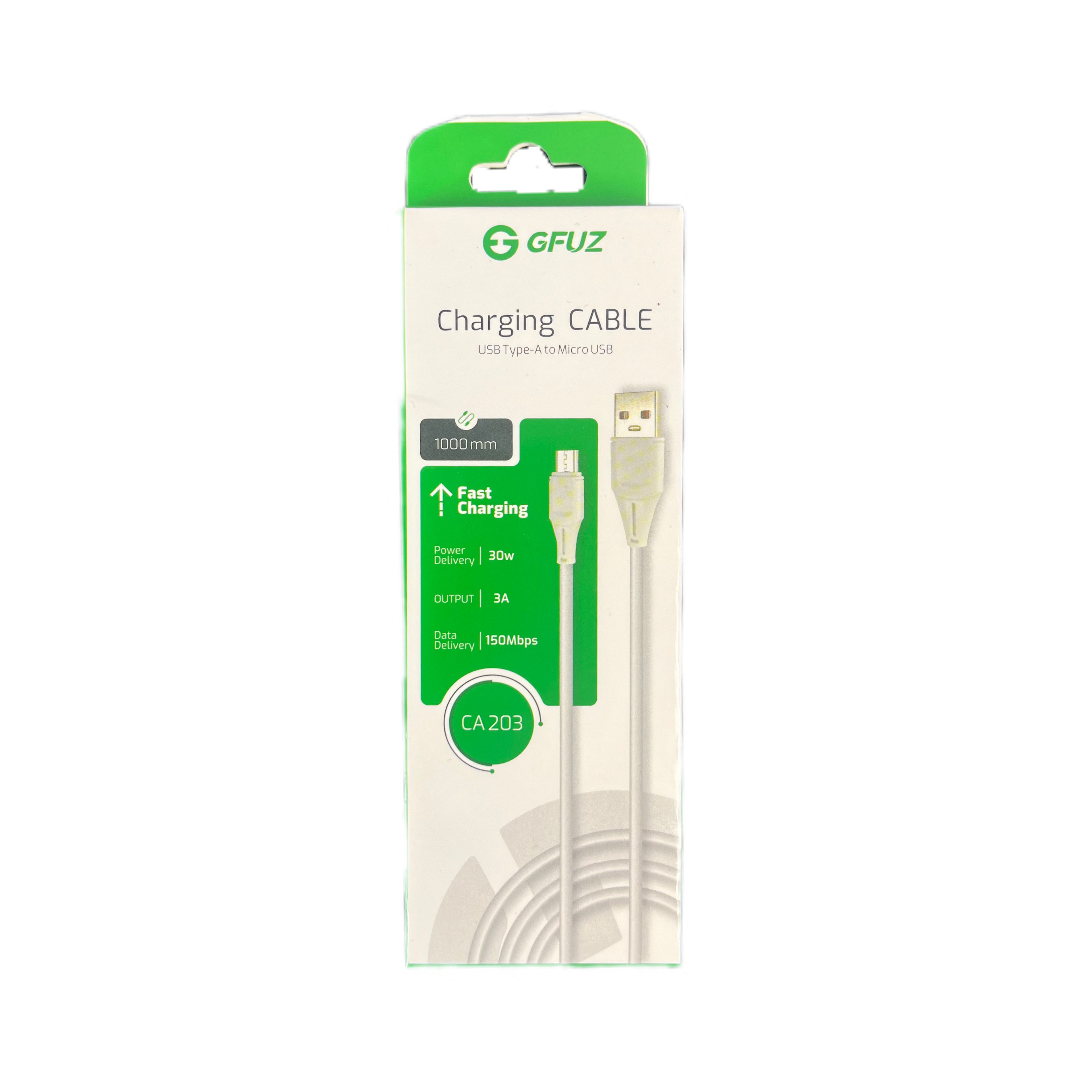 کابل شارژ GFUZ یواس بی به میکرویواس بی (اندرویدی) 1 متری کد CA203 - سفید
