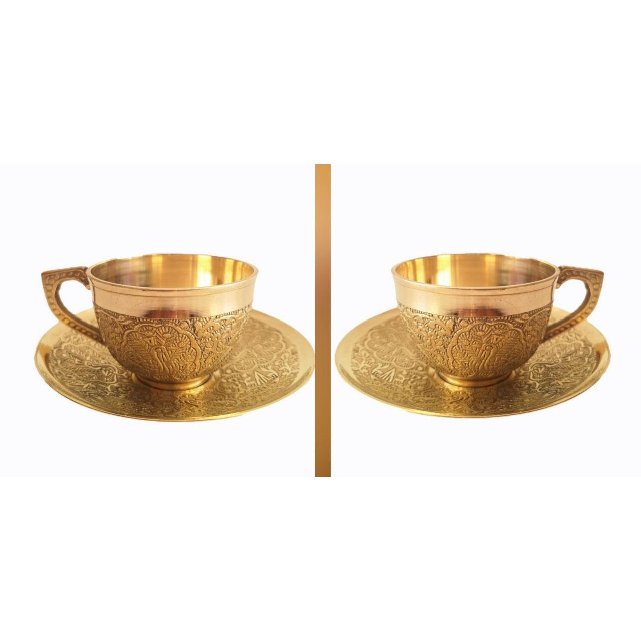 فنجان نلبکی طاووسی جفتی برنجی هندی درجه1