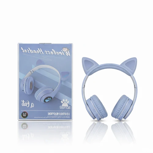 هدفون بی سیم طرح گربه مدل MZ-023 با گوش های چراغ دار (RGB)