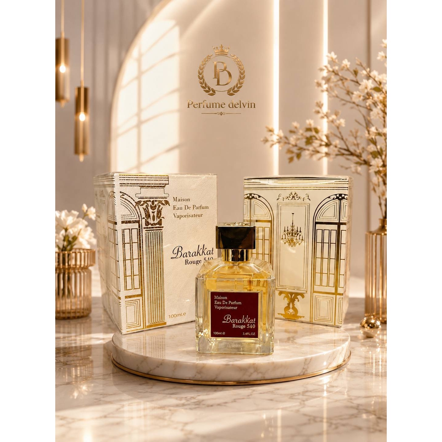 عطر ادکلن باکارات رژ 540 طلایی(سفید) فرگرانس ورد MFK Baccarat Rouge 540( Barakkat Rouge Fragrance World) حجم 100 میل
