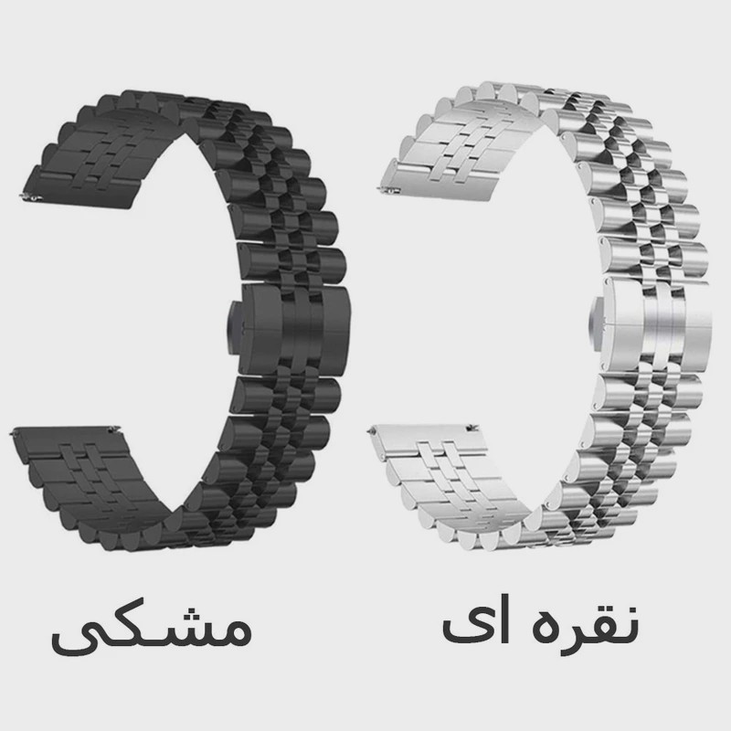 بند مردانه استیل 5 مهره رولکسی مناسب ساعت سامسونگ گلکسی واچ پنج Galaxy Watch 5 40mm 5 44mm 5 pro 45mm