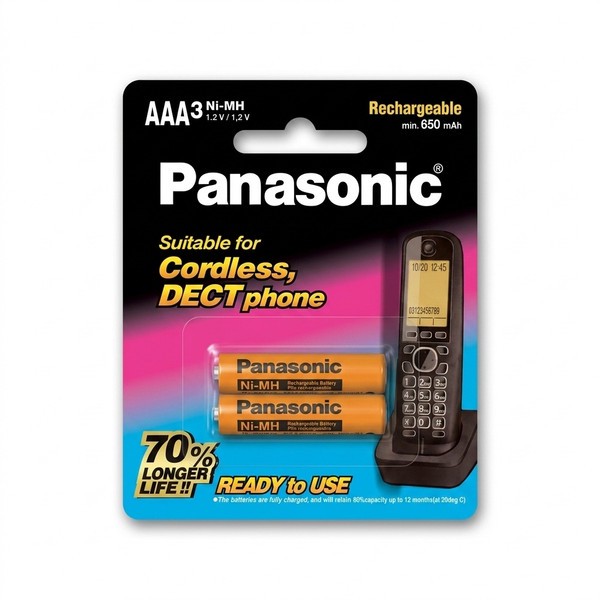باتری نیم قلمی تلفن بی سیم پاناسونیک مدل AAA-550 بسته دو عددی