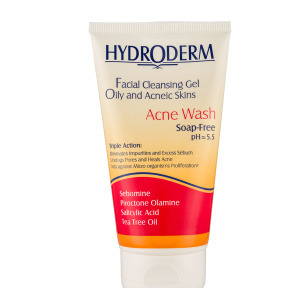 ژل شستشوی صورت هیدرودرم مناسب پوست چرب مدل Acne Wash حجم 150 میلی لیتر 