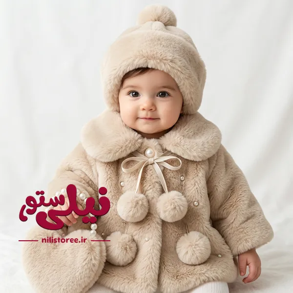 شنل دخترانه خزدار برند پاسارگاد Pasargad رنگ شنی کد 1715