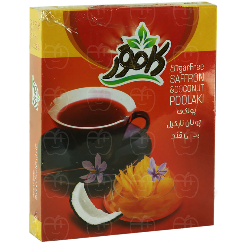 پولکی زعفران نارگیل کامور / Kamvar مناسب برای پذیرایی و میانوعده وزن 250 گرمی