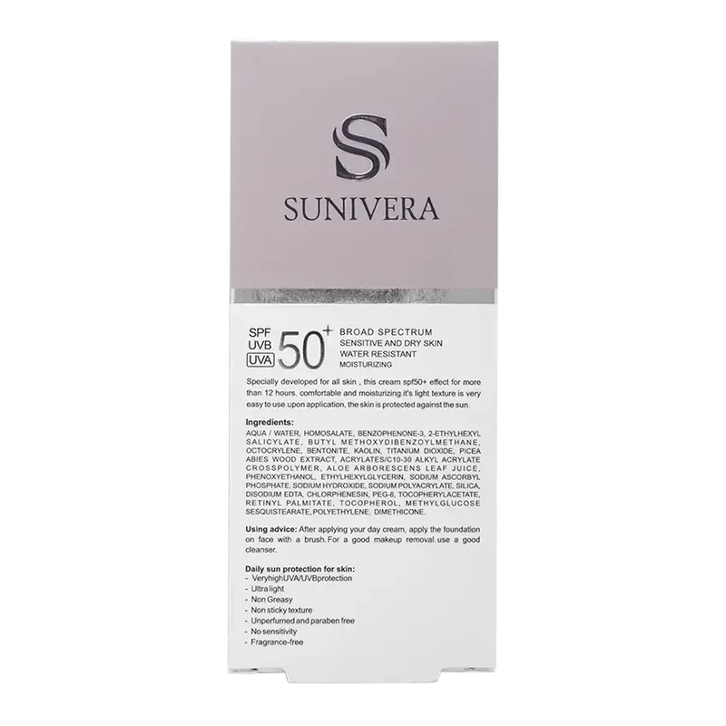 کرم ضدآفتاب بیرنگ سانی ورا SPF50 مناسب انواع پوست، حجم 50 میلیلیتر