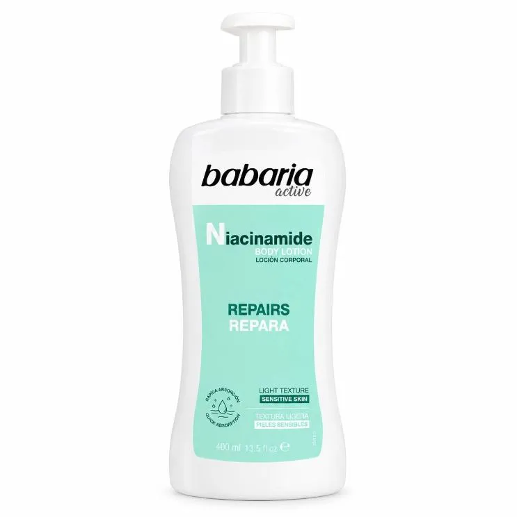لوسیون بدن باباریا مدل Niacinamide Repairs مناسب برای انواع پوست حجم 400 میلی لیتر