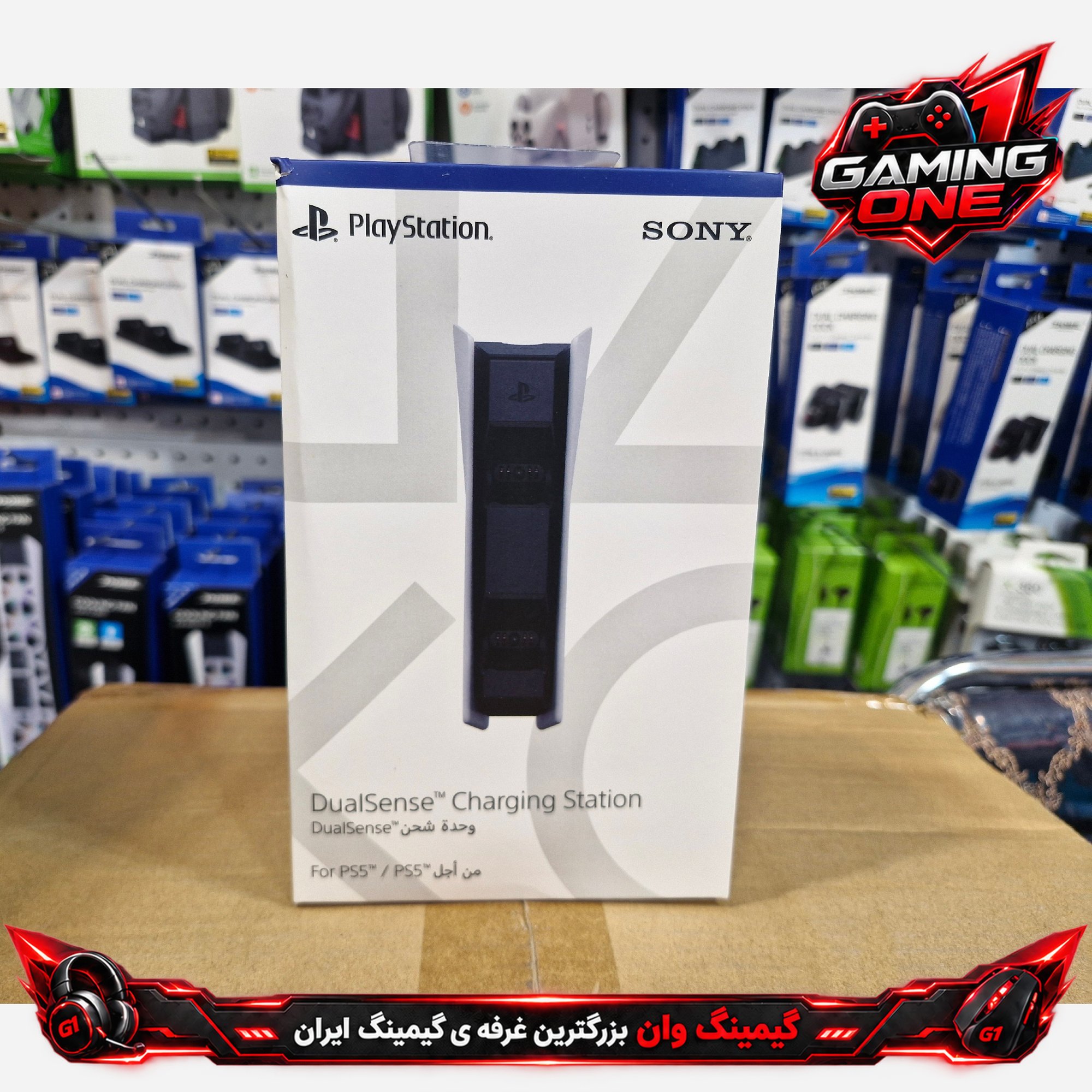پایه شارژر دسته بازی پلی استیشن 5 سونی مدل CFIDS1، شارژ همزمان دو کنترلر DualSense با پورت EXT