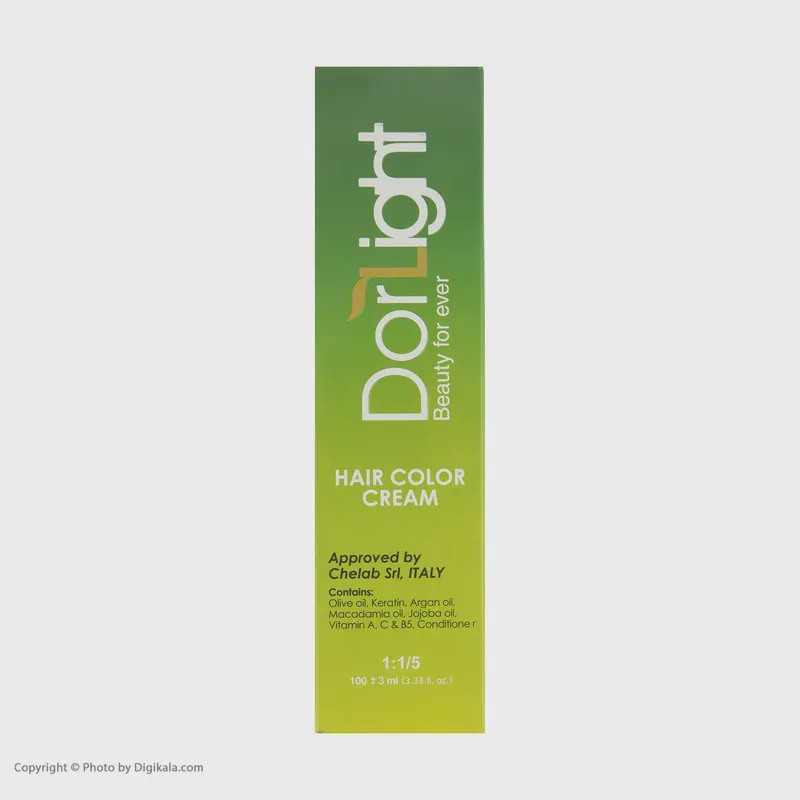 رنگ مو دورلایت زیتونی شماره 3.3 رنگ قهوه ای زیتونی تیره DORLIGHT