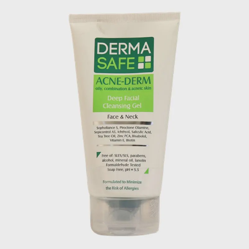 ژل شوینده صورت درماسیف سری Acne Derm مدل Deep Facial حجم 150 میلی لیتر