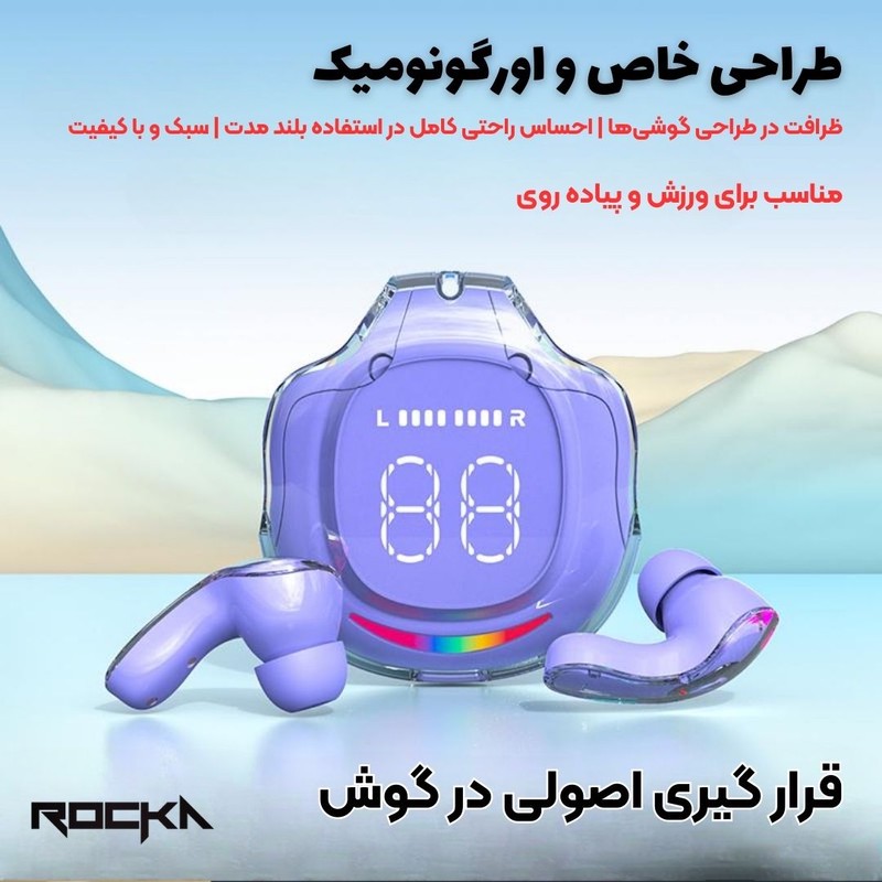 هدفون بلوتوثی توگوشی مدل NEW UR200 با نویز کنسلینگ فعال، فرمان لمسی، نمایشگر دیجیتال محفظه شارژ و درگاه USB Type-C، ع...