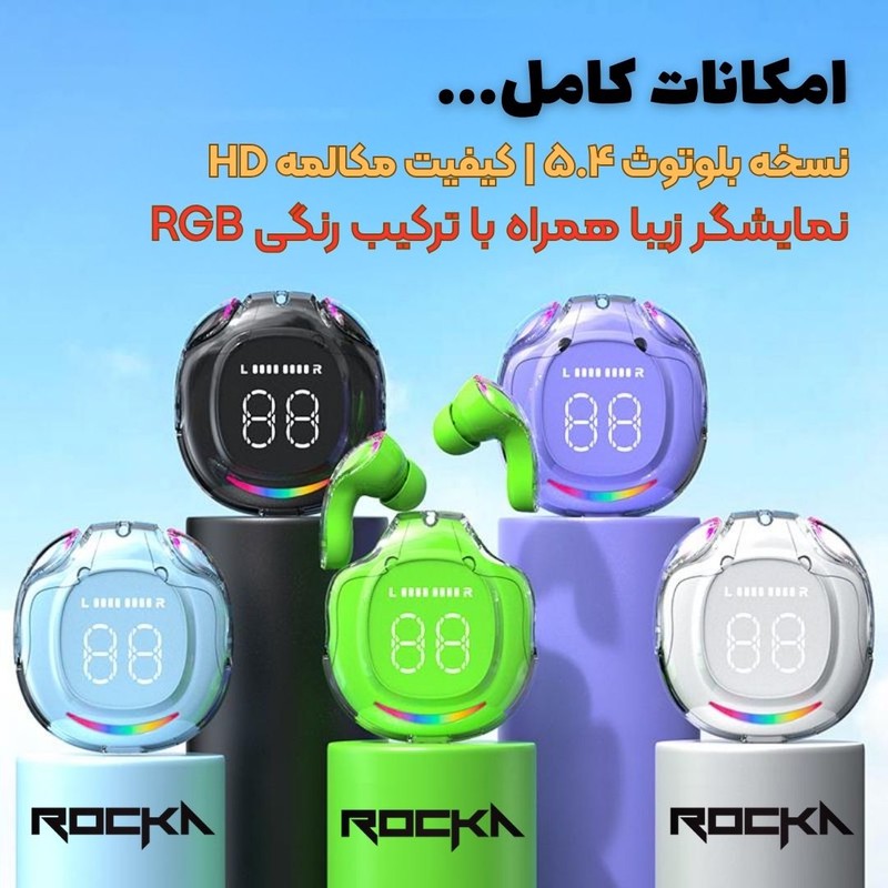 هدفون بلوتوثی توگوشی مدل NEW UR200 با نویز کنسلینگ فعال، فرمان لمسی، نمایشگر دیجیتال محفظه شارژ و درگاه USB Type-C، ع...