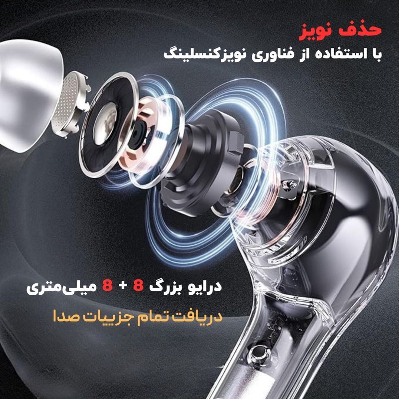 هدفون بلوتوثی توگوشی مدل NEW UR200 با نویز کنسلینگ فعال، فرمان لمسی، نمایشگر دیجیتال محفظه شارژ و درگاه USB Type-C، ع...
