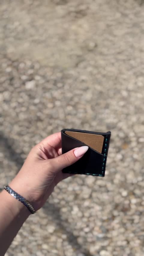 مینی کیف پول چرمی و جاکارتی دستدوز