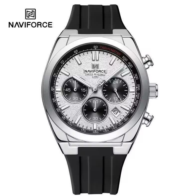 ساعت مچی نیوی فورس مردانه کرنوگراف NAVIFORCE مدل NF8080 مشکی سفید2 + گارانتی