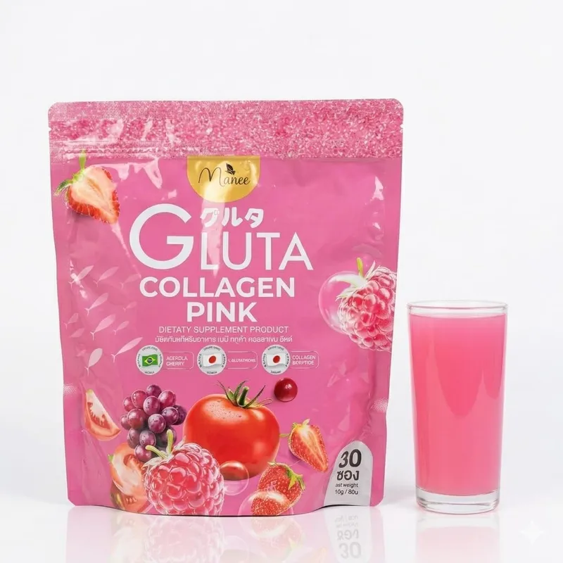 نوشیدنی مکمل کلاژن و گلوتاتیون گلوتا کلاژن پینک _ Gluta Collagen Pink Dietary Supplement Drink