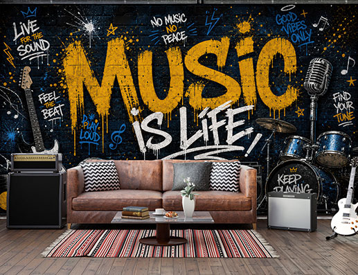 پوستر دیواری موسیقی نقاشی MUSIC روی دیوار کد pc414