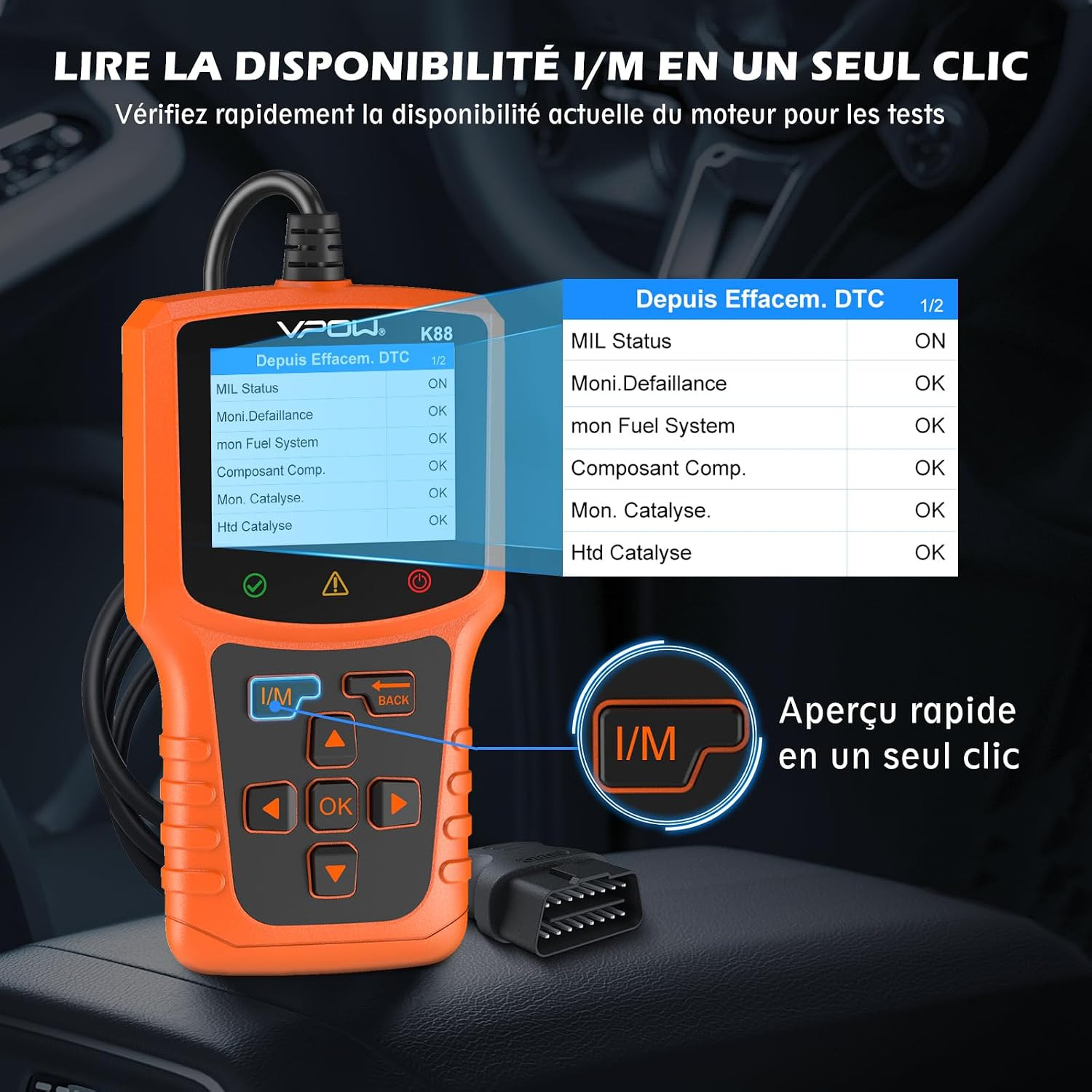 اسکنر دیاگ خودرو VPOW OBD2 با تست باتری و لایو دیتا