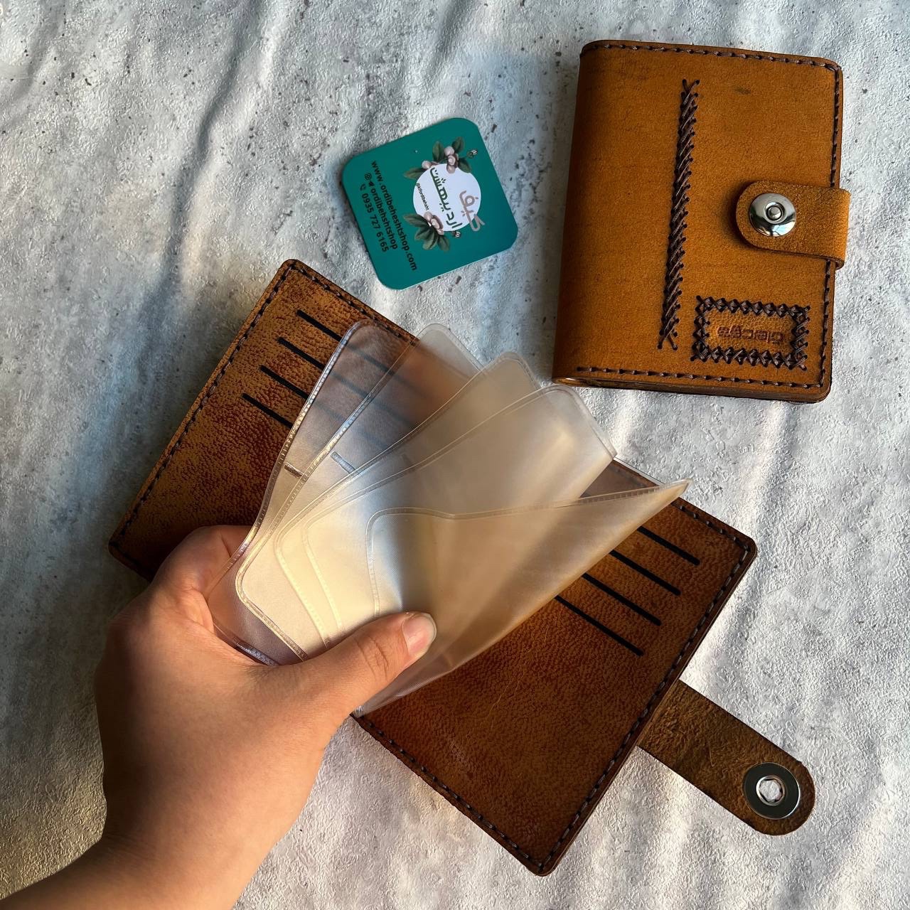کیف مدارکی چرم طبیعی شتر دست دوز