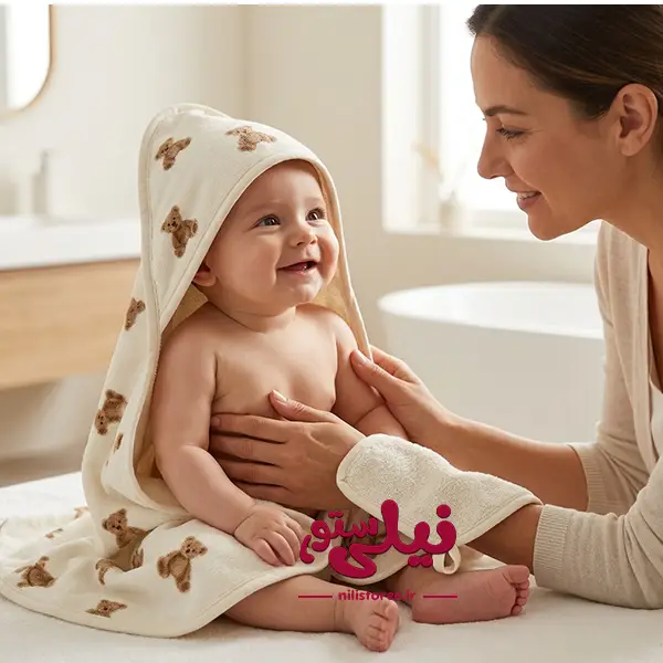 ست حوله و لیف نوزاد طرح خرس برند bebekevi