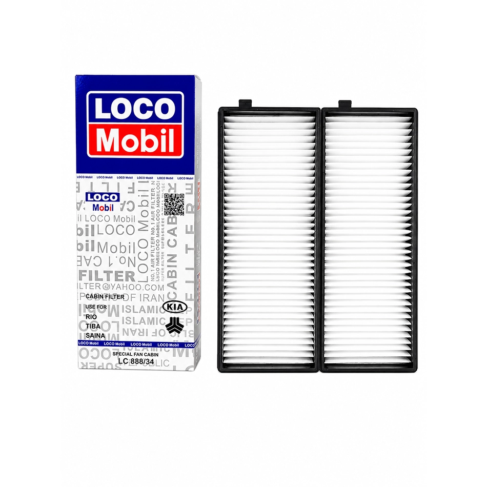 فیلتر کابین ریو قابدار با مواد PP و کاغذ نانوون، تیبا، ساینا لوکوموبیل LC88834