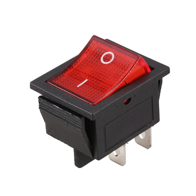 کلید راکر دوحالته بزرگ چراغدار 4Pin مدل KCD4 10A