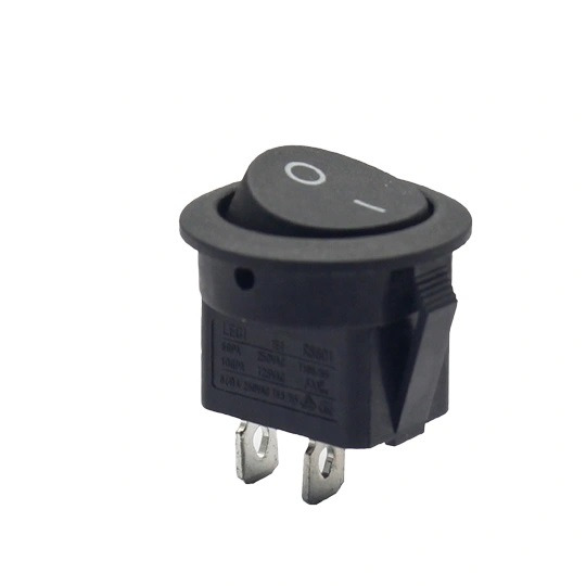  کلید راکر دوحالته گرد مشکی دوپایه سایز متوسط مدل KCD1-601-2P