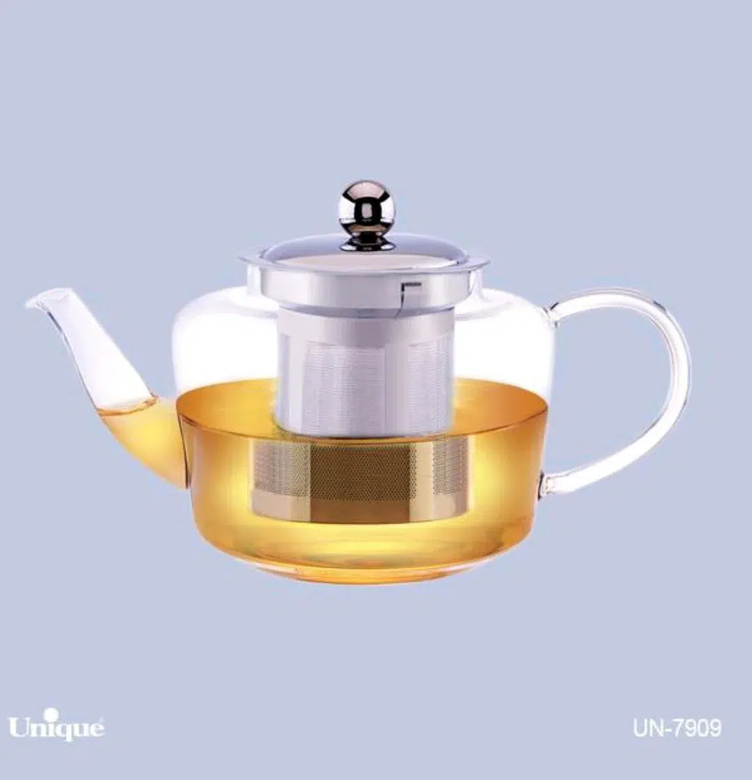 قوری پیرکس 850میل ضخامت 3میل درب استیل یونیک کد UN-7909A (پس کرایه)