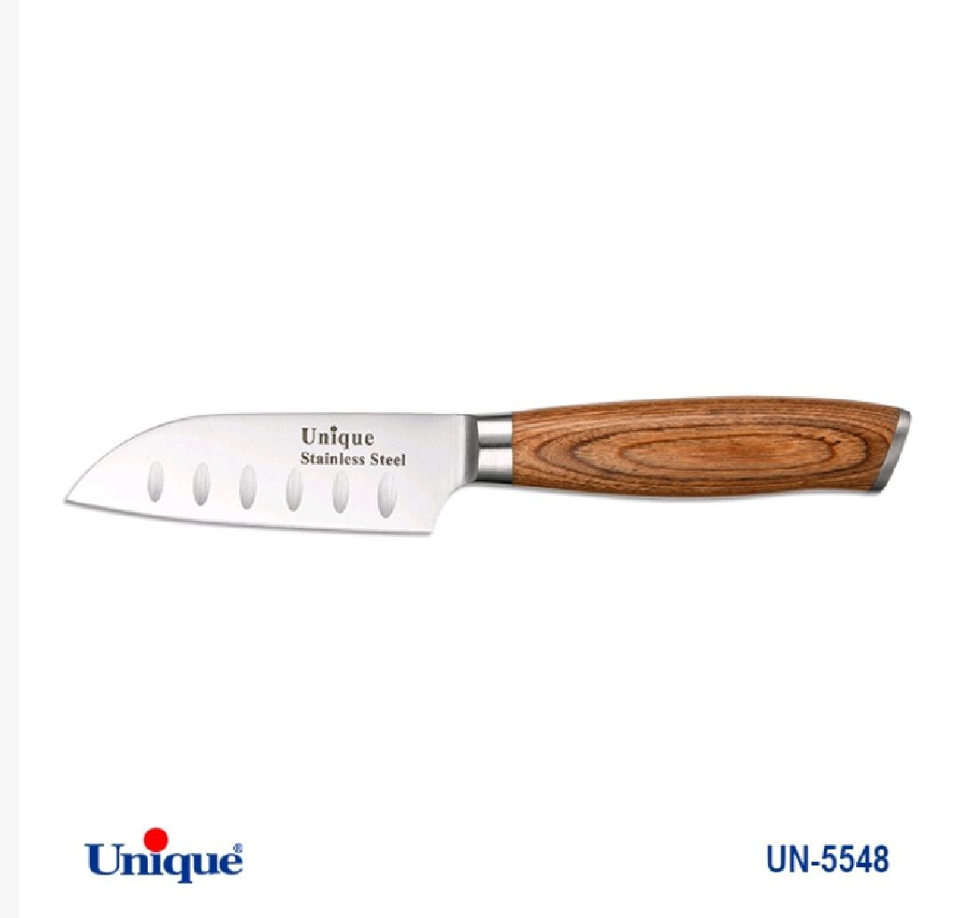 کارد تک آشپزخانه 4 یونیک Unique دسته چوب کد UN-5548 طرح 1 (پس کرایه)