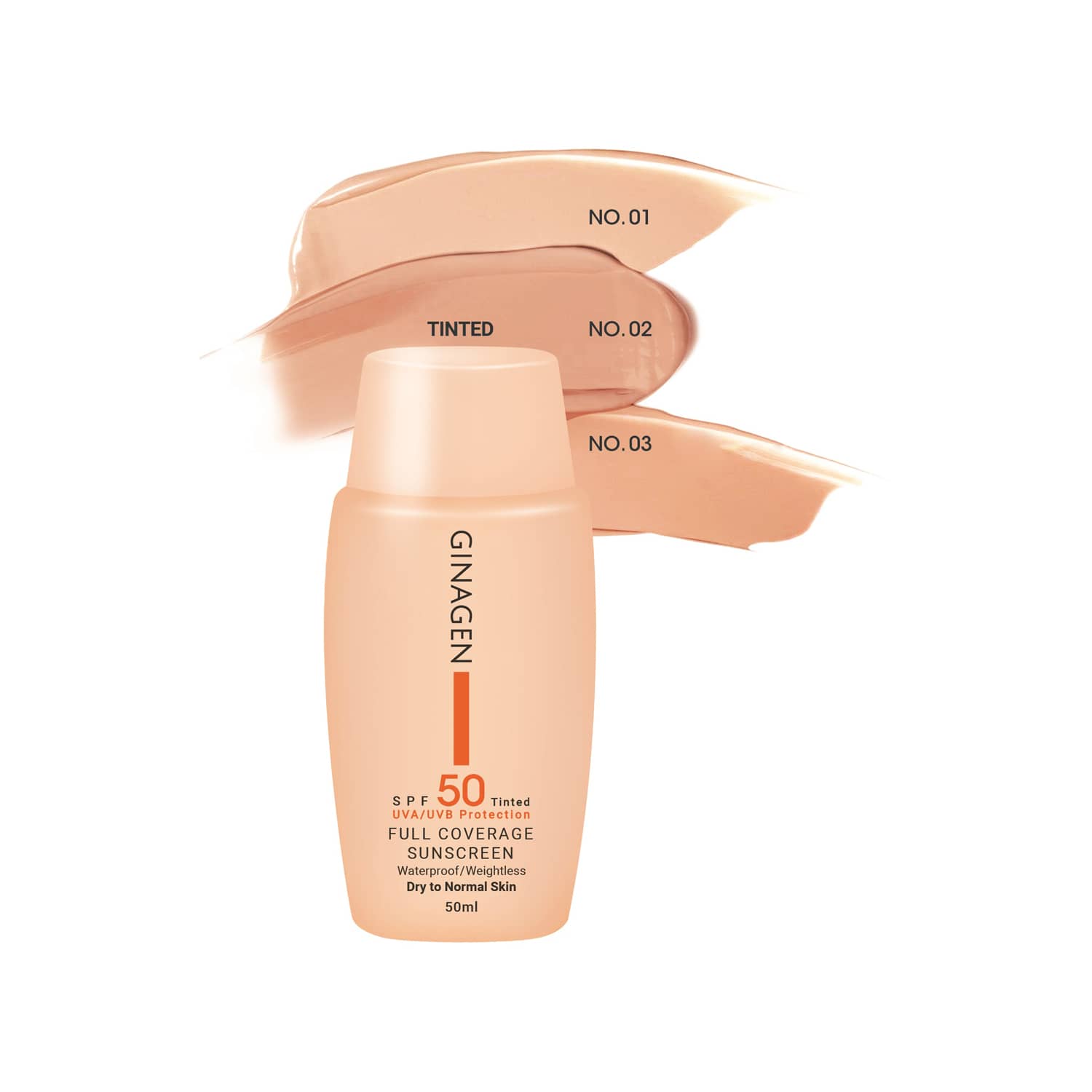 کرم ضدآفتاب رنگی پوست خشک ژیناژن SPF50 رنگ 1 (50 میل)