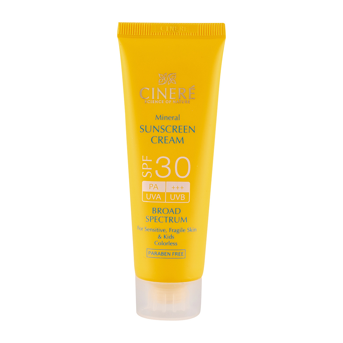 کرم ضد آفتاب +SPF30 بدون رنگ مناسب پوست حساس سینره (50 میل)