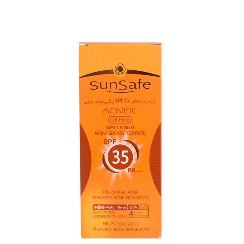 کرم ضد آفتاب فاقد چربی SPF 35 سان سیف رنگ بژ متوسط (50 گرم)