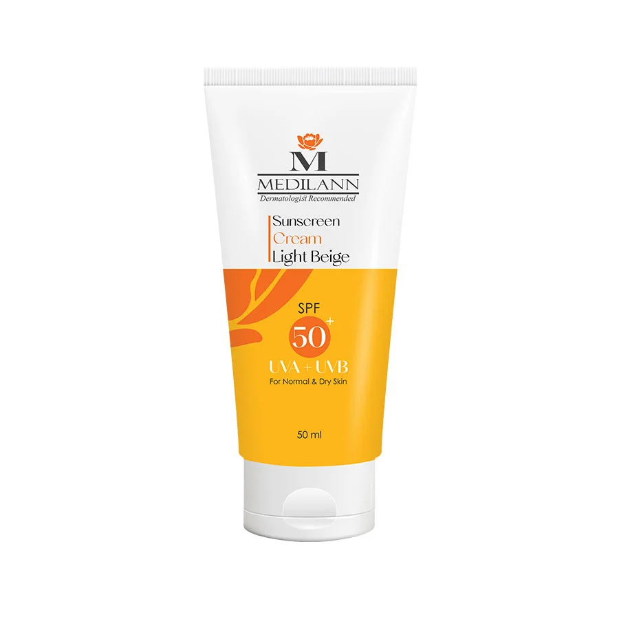 کرم ضد آفتاب رنگی SPF50 مدیلن مناسب پوست خشک و معمولی(50 میل)