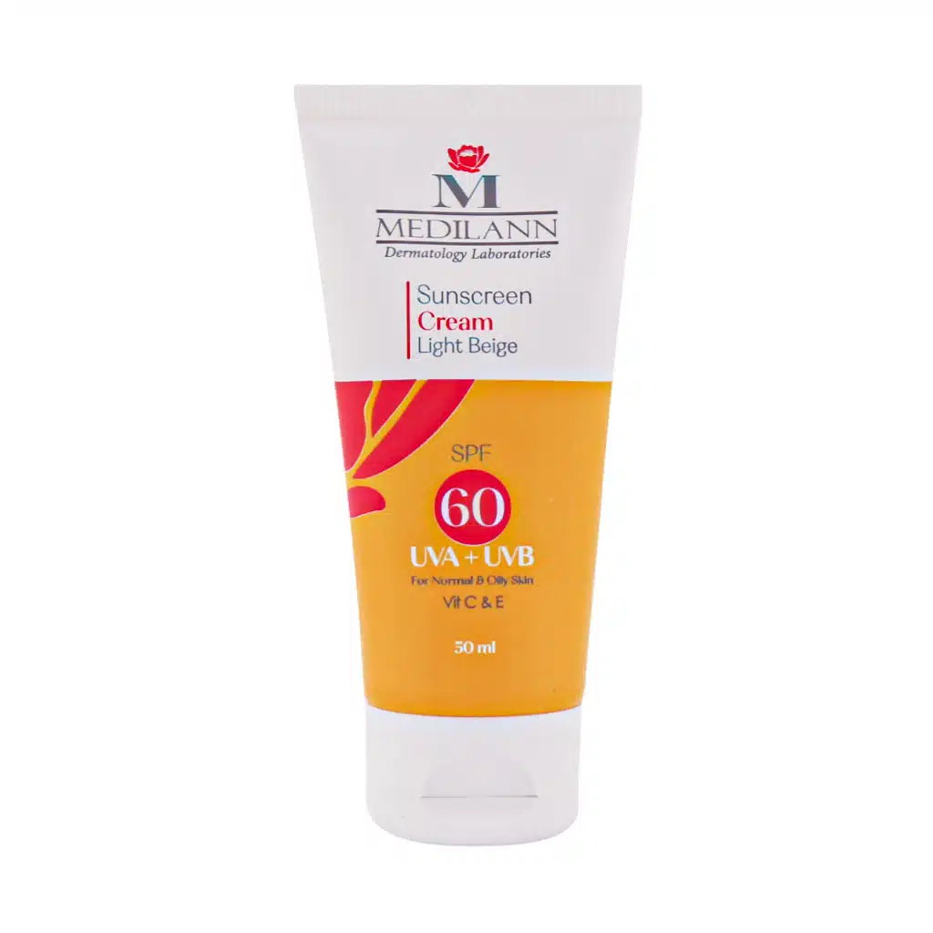کرم ضد آفتاب رنگی SPF60 مدیلن مناسب پوست های چرب و معمولی (50 میل)