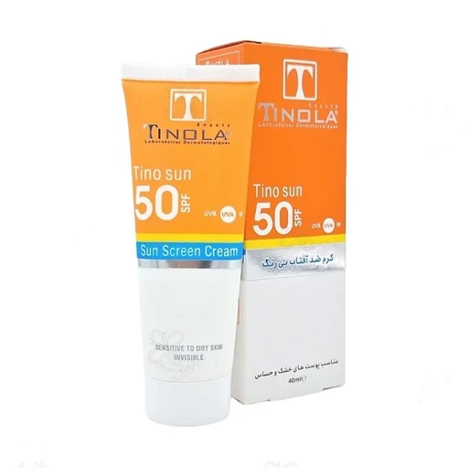 کرم ضد آفتاب بی رنگ مناسب پوست خشک و حساس spf50 تینولا (40 میل)