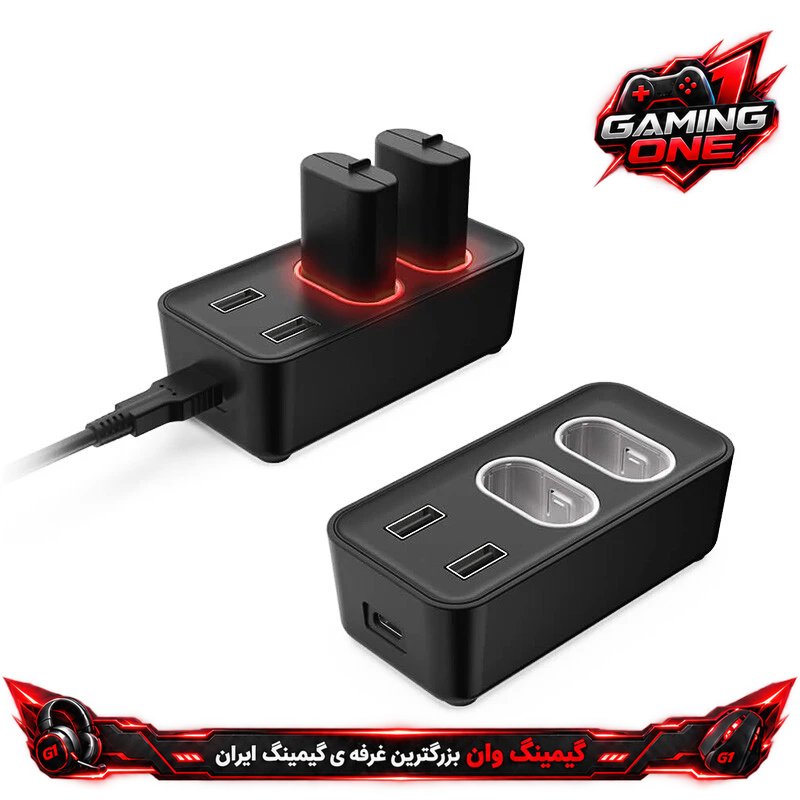 پایه شارژر باتری دسته بازی Xbox One X/S دابی مدل TYX-0665 800mAh با دو باتری و دو پورت USB