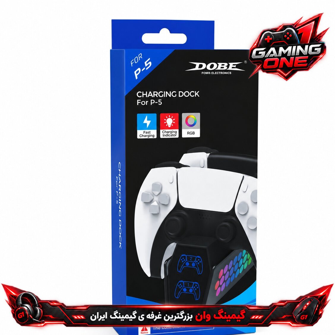 پایه شارژر دو دسته دابی TP5-0516B برای PlayStation 5 Pro با نورپردازی RGB