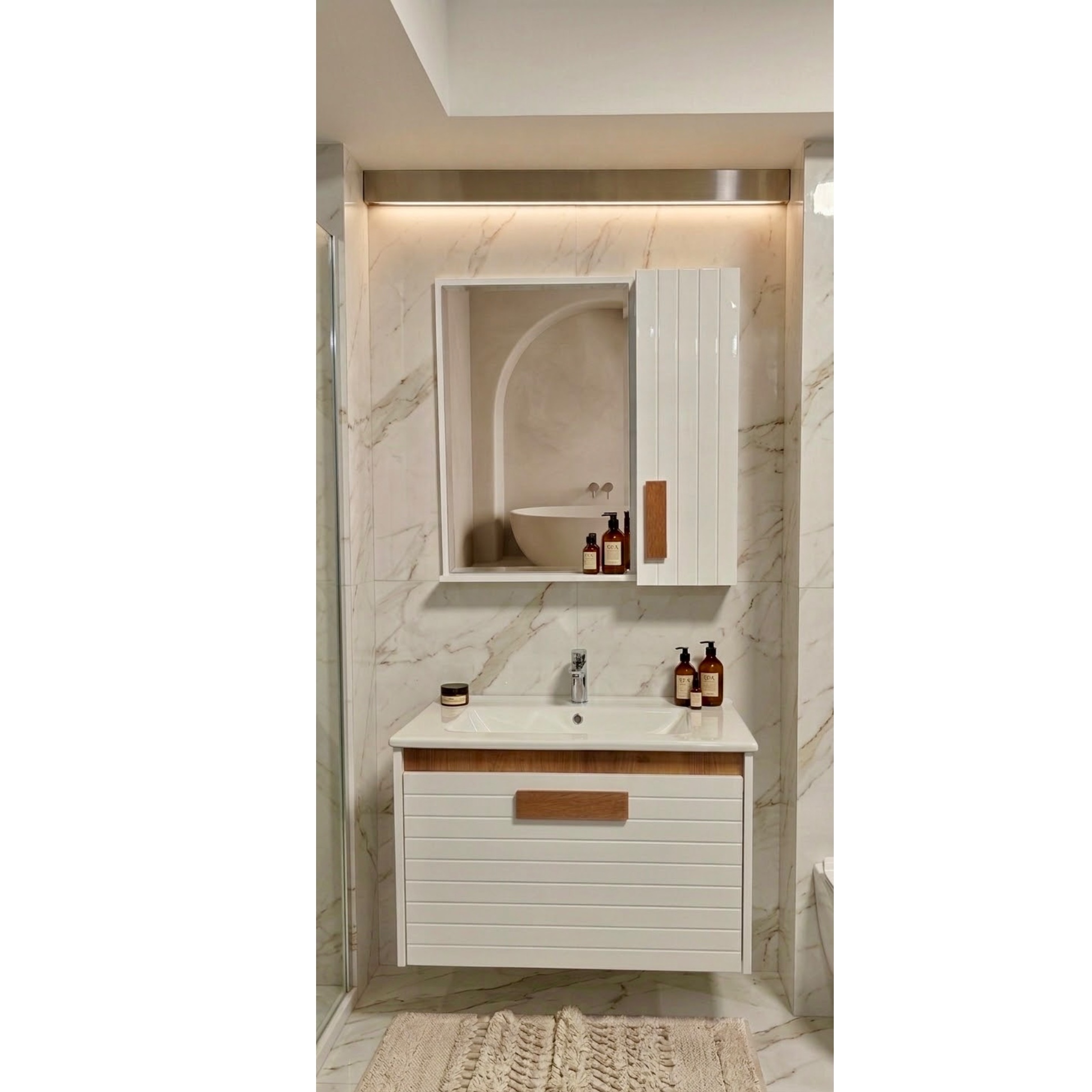 روشویی 60/40 pvc المیرا با ایینه باکس(پس کرایه)