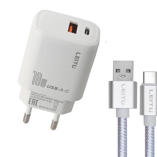 شارژر دیواری لیتو مدل LH-23 به همراه کابل تبدیل USB-C