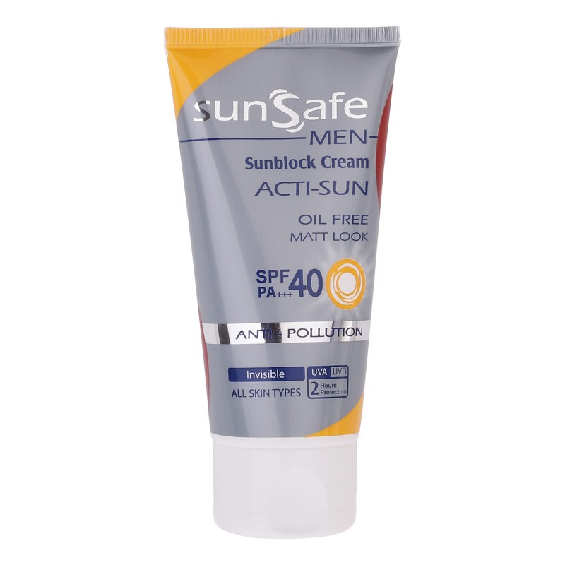 کرم ضد آفتاب بدون رنگ سان سیف SPF 40 مدل ACTI-SUN مناسب برای انواع پوست حجم 50 میلی لیتر