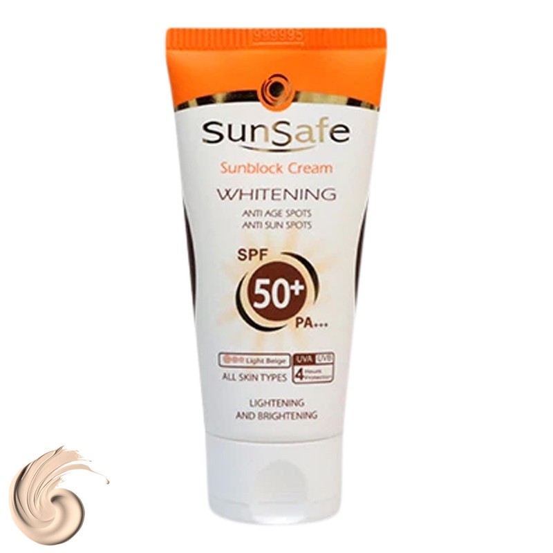 کرم ضد آفتاب رنگی سان سیف، مدل SPF50، مناسب انواع پوست تنالیته رنگ روشن و حجم 50 میلی لیتر، محافظت کننده در برابر اشع...