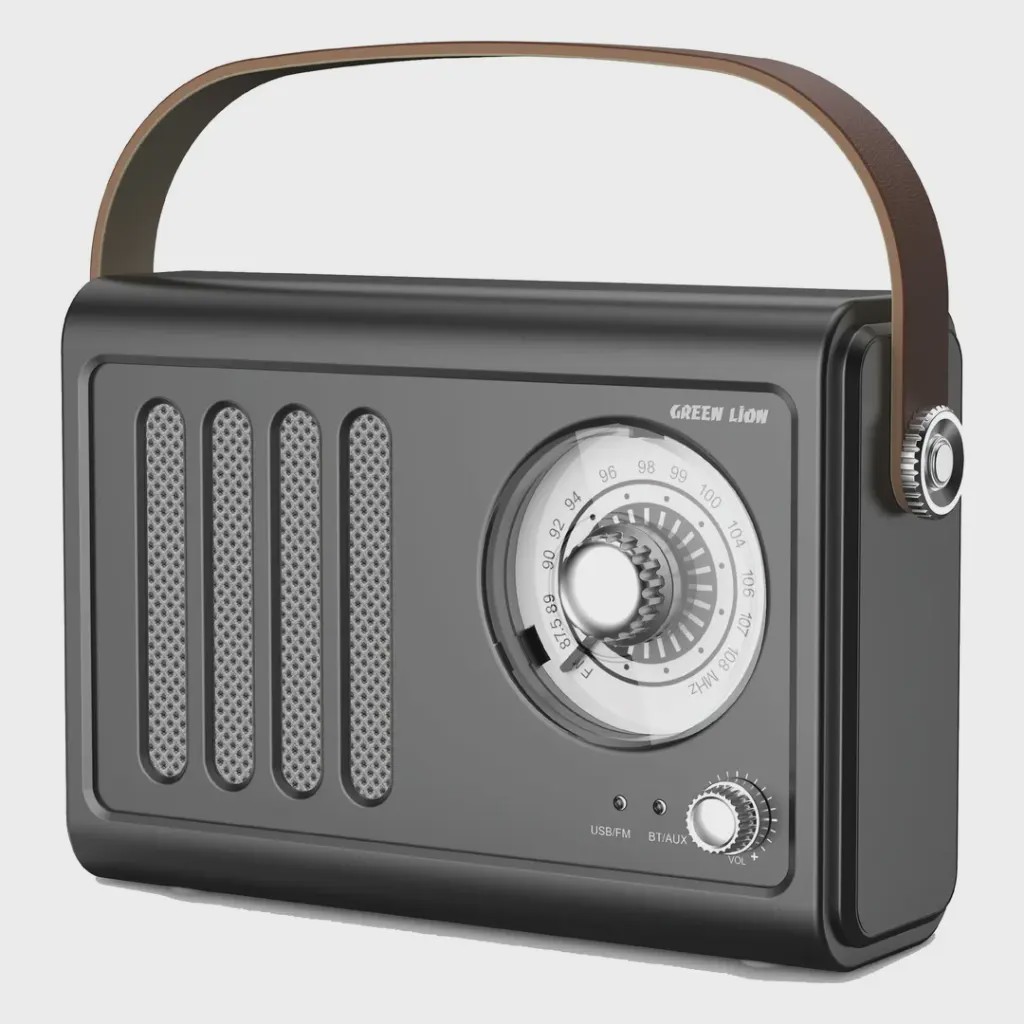 اسپیکر بلوتوثی رادیویی Green Lion Vintage Radio بلوتوث 5.3، AUX، USB و باتری 1500 میلی آمپرساعت