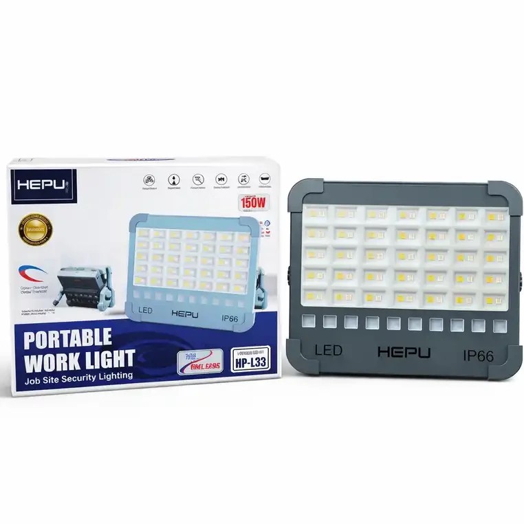 پروژکتور خورشیدی پر قدرت HEPU مدل HP-L33 با توان 150 واتی و ضد آب IP66