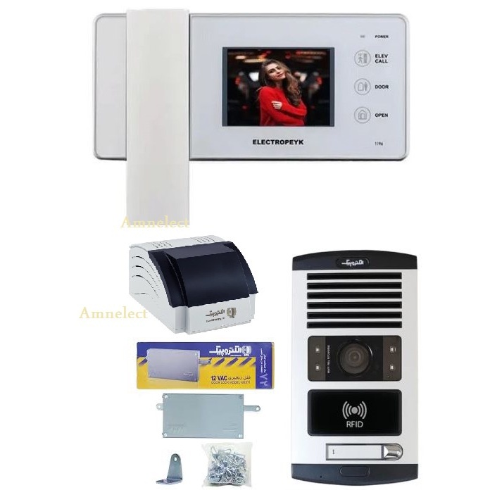 خرید پکیج کامل آیفون تصویری3 5 اینچ الکتروپیک با مانیتور1196 حافظه دار و پنل RFID 1086 کارتخوان