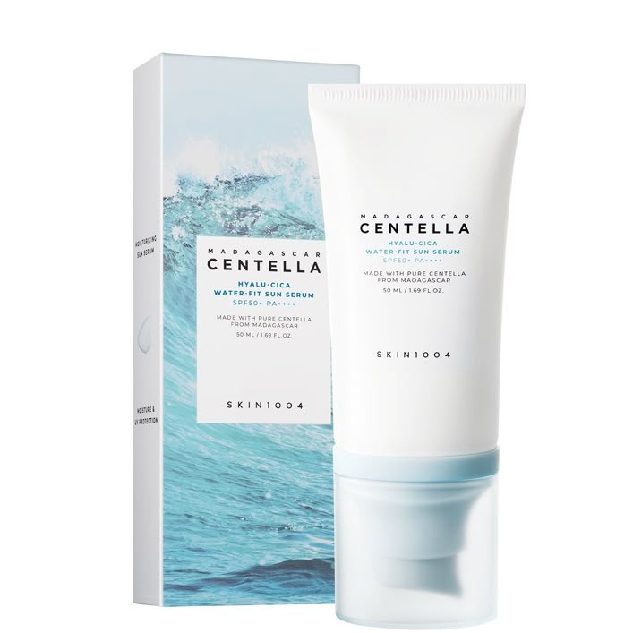 سرم ضدآفتاب سنتلا اسکین 1004 اورجینال Centella SKIN1004 مدل Hyalu-Cica Water-Fit Sun Serum SPF50 آبرسان و بدون سفیدک