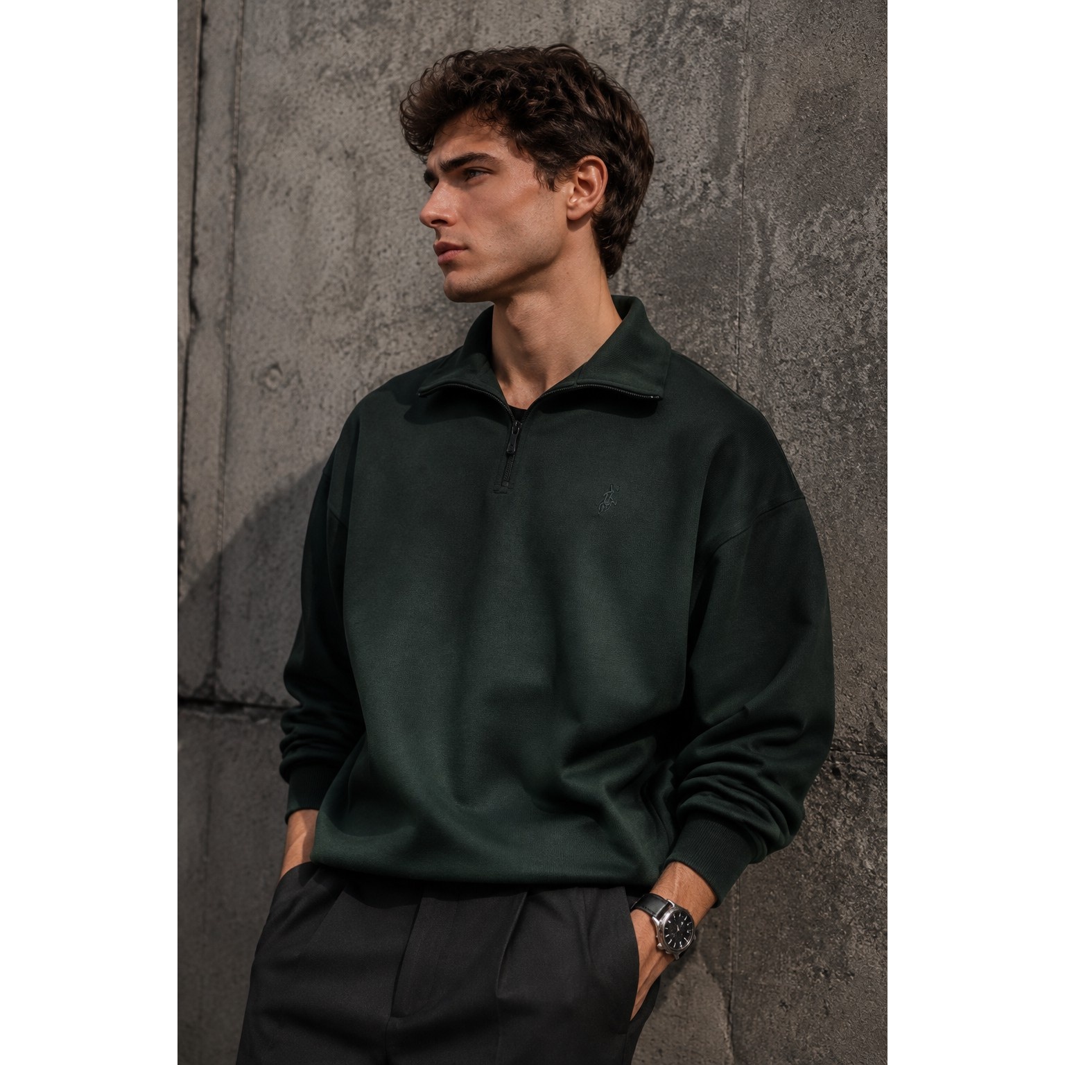دورس اولد مانی ماندانا نیم زیپ مردانه رنگ سبز یشمی حامو ور Hamo Cream Half-Zip Sweatshirtجدید