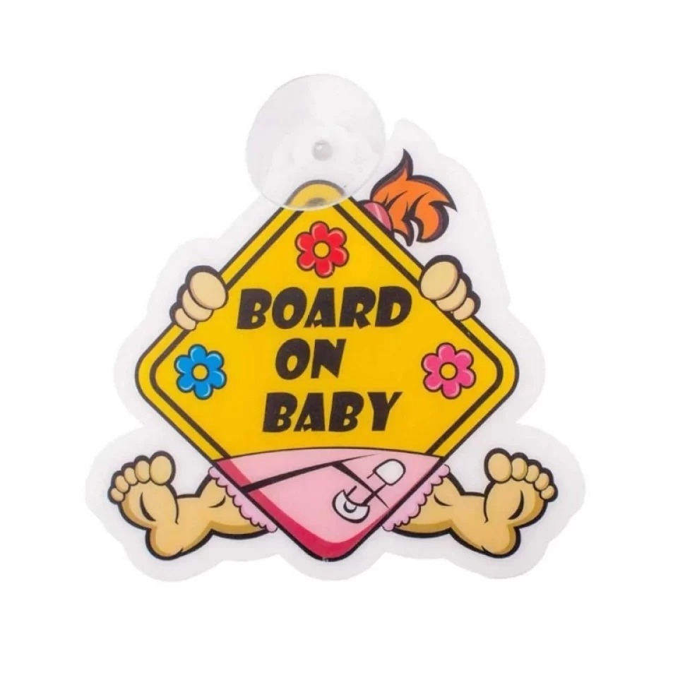 آویز هشدار کودک در ماشین baby on board طرح دختر بچه